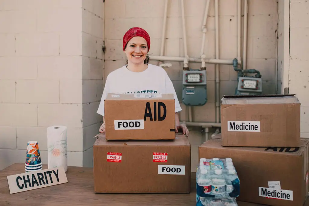 A volunteer doing charity work